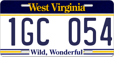 WV license plate 1GC054