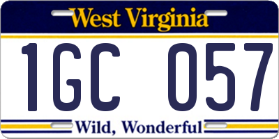 WV license plate 1GC057