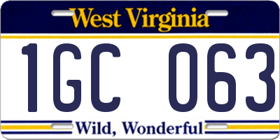 WV license plate 1GC063