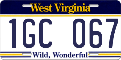 WV license plate 1GC067