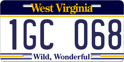 WV license plate 1GC068