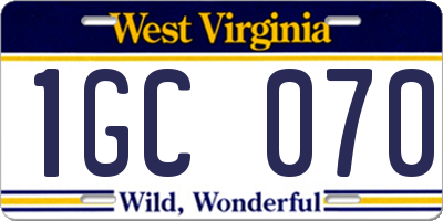 WV license plate 1GC070