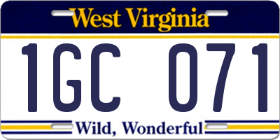WV license plate 1GC071