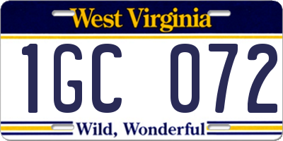 WV license plate 1GC072
