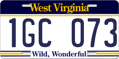 WV license plate 1GC073