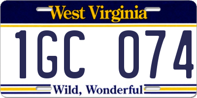 WV license plate 1GC074