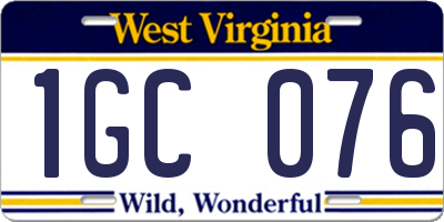 WV license plate 1GC076