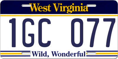 WV license plate 1GC077