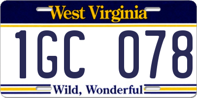 WV license plate 1GC078
