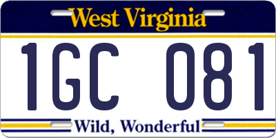 WV license plate 1GC081