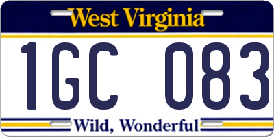 WV license plate 1GC083