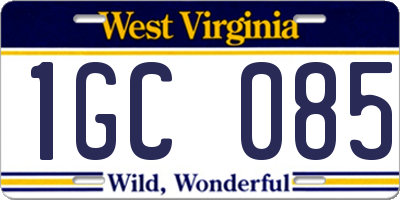 WV license plate 1GC085