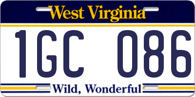 WV license plate 1GC086