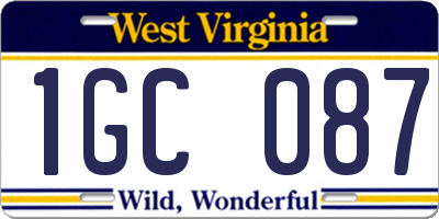 WV license plate 1GC087