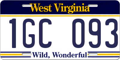 WV license plate 1GC093