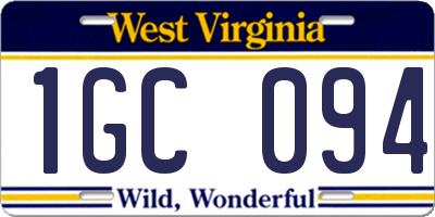 WV license plate 1GC094