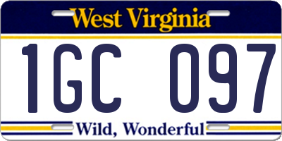 WV license plate 1GC097