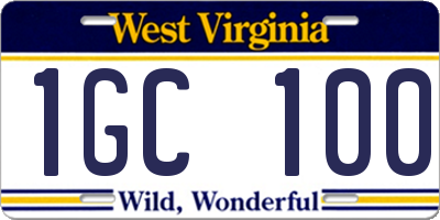 WV license plate 1GC100