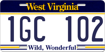 WV license plate 1GC102