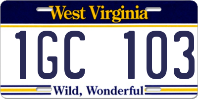 WV license plate 1GC103