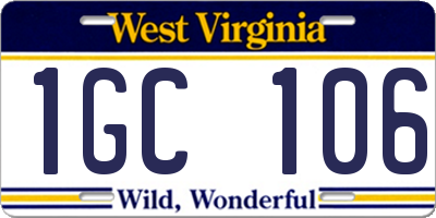 WV license plate 1GC106