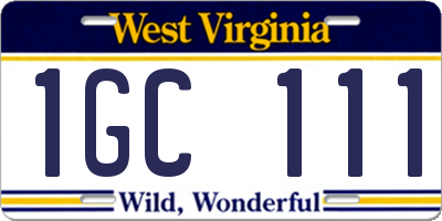 WV license plate 1GC111