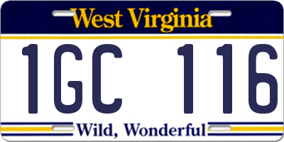 WV license plate 1GC116