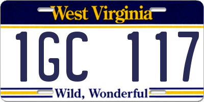 WV license plate 1GC117