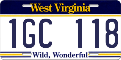 WV license plate 1GC118