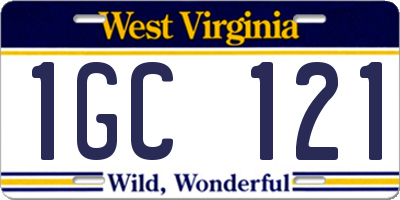 WV license plate 1GC121