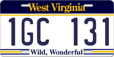 WV license plate 1GC131