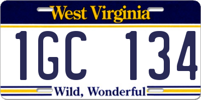 WV license plate 1GC134