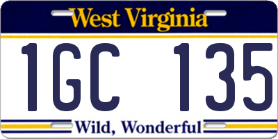 WV license plate 1GC135