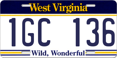 WV license plate 1GC136
