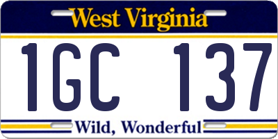 WV license plate 1GC137