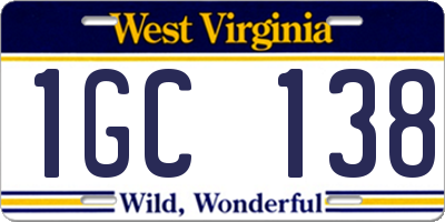 WV license plate 1GC138