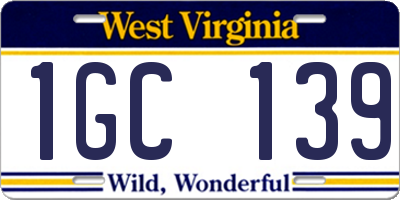 WV license plate 1GC139