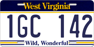 WV license plate 1GC142