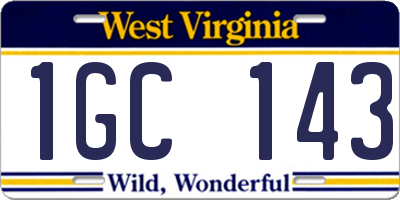 WV license plate 1GC143