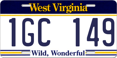 WV license plate 1GC149