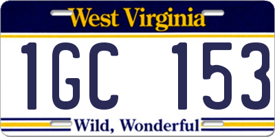 WV license plate 1GC153