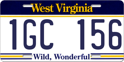 WV license plate 1GC156