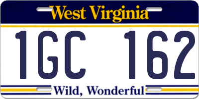 WV license plate 1GC162