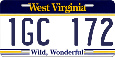 WV license plate 1GC172
