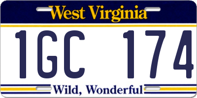 WV license plate 1GC174