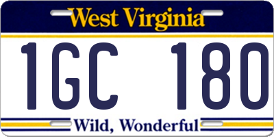WV license plate 1GC180