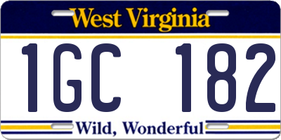WV license plate 1GC182