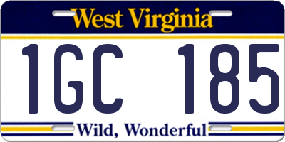 WV license plate 1GC185