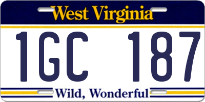 WV license plate 1GC187