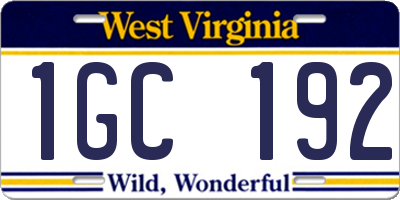 WV license plate 1GC192